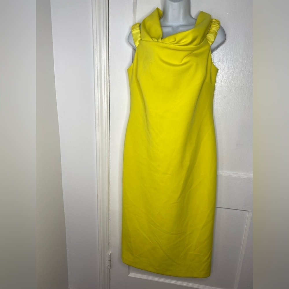 Donna Karan NWT Designer Luxury Yellow Dress w Ruched Detail